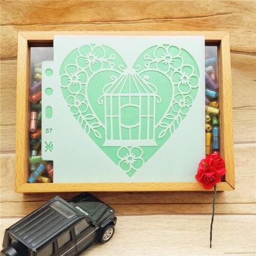 13x14cm Flowers cage Scrapbook Stencils Spray Plastic Mold Shield DIY Cake Hollow Embellishment Printing Lace Ruler Valentine