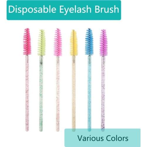 200 Pcs Disposable Eyelash Brushes Nylon Mascara Brushes Applicator Crystal Rod Eyelash Makeup Brushes