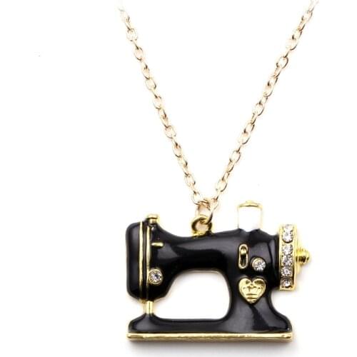 2018 New Statement Enamel Alloy Sewing Machine Necklaces Pendants Choker Chain Collar Fashion Jewelry For Women Girl Accessories