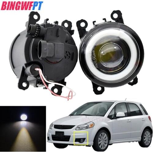 2x High Brightness front bumper Car LED Fog Light with Angel Eyes For Suzuki SX4 (EY, GY) 2006 2007 2008 2009 2010 2011-2014