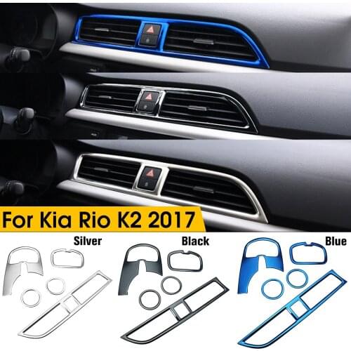 5Pcs/Set Car Stying Chrome Air Outlet Circle Cover Interior Mouldings Decoration Frame For Kia Rio 4 K2 2017 2018