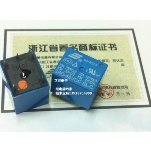 5pcs/lot Relay SRD-48VDC-SL-C 5PIN 10A 250V T73 New and original