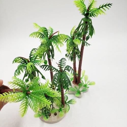Aquarium Plant Artificial Tropical Coconut Decorative Fish Tank Decoration Green Tree Accessories Ornament 1pc