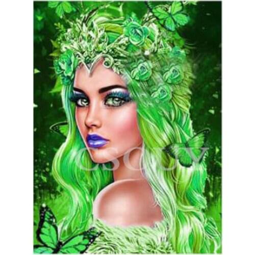 Diy Diamond Painting Cross Stitch Color Hair Lady Unicorn Full Square / Round Diamond Embroidery Home Decor Mosaic Needlwork Kit