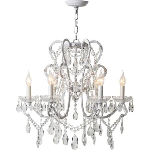 American country candlestick crystal chandeliers lights living room bedroom lamps retro white childrens room iron lighting