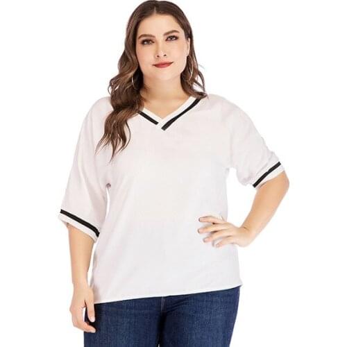 Summer Blouses XL To 5XL Plus Size Women Tops Loose V-neck Short Sleeve Women Shirts Casual Blusas Mujer T5588
