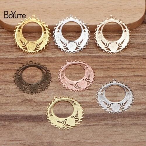 BoYuTe (100 Pieces/Lot) 25*26MM Metal Brass Filigree Pendant Charms Diy Hand Made Earrings Jewelry Making Materials