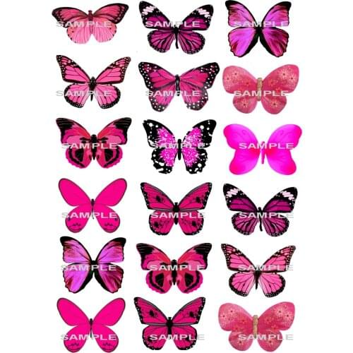 Big Black and Pink Butterfly Edible Cake Topper Wafer Rice Paper for Cake Cupcake Topper Decoration Wedding Cake Decor Supply