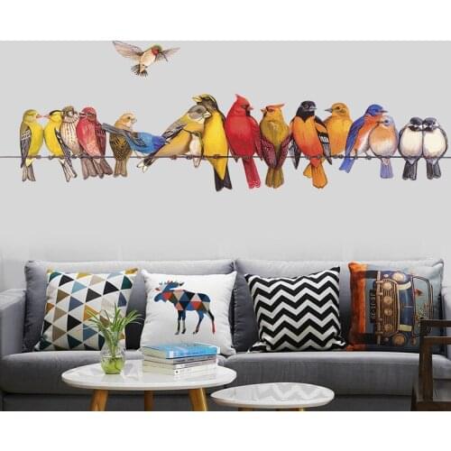 Color Birds Wall Stickers Bedroom Living Room Decoration Aesthetic Self-adhesive Creative Home Decals