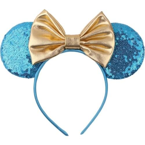 Disney Girl embroidered Mickey ears headband bronzing bow headband headwear Mickey childrens hair accessories