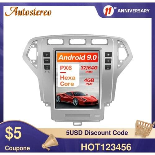 For Ford Fusion Mondeo 2007-2010 4G SIM Tesla Style Android 9.0 Car GPS Navigation Stereo Head Unit Multimedia Player Auto Radio