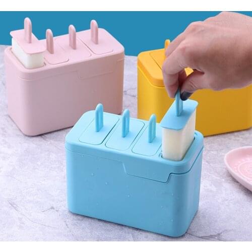 Ice Cream Mold Popsicle DIY Tool PP 4-hole Ice Mold Children Dessert Ice Cream Mold Kitchen Tools DIY Popsicle Molds for Home