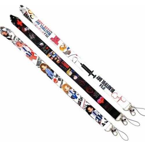 Hot Sale! Greys Anatomy Doctors Lanyard Neck Strap Card Bus ID Holders With Key Chain