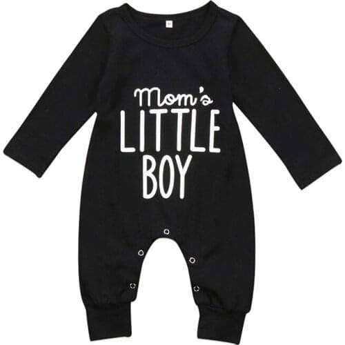 Moms Little Boy Newborn Infant Baby Boy Long Sleeve Letter Print Cotton Romper Jumpsuit Playsuit Outfits Clothes 0-24M