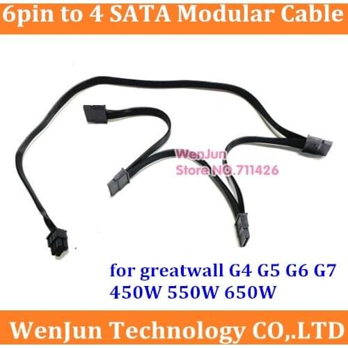 PCI-e 6Pin to 10 SATA/ 4 SATA 15Pin Moaular Power Supply Cable for Greatwall gold G4 G5 G6 G7 450W 550W 650W