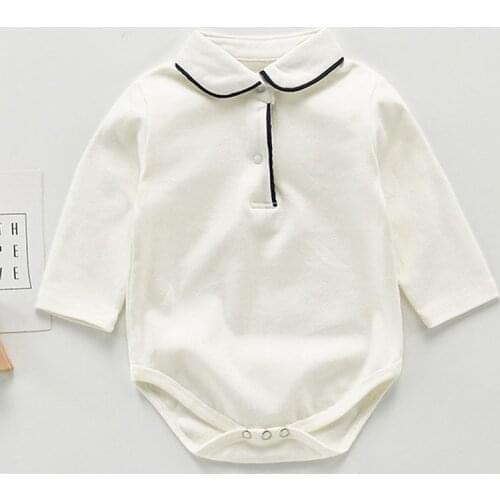 0-3Yrs New Newborn Boys Pure White Jumpsuits Clothes Spring Autumn Baby Boys Rompers Long Sleeve Children Rompers