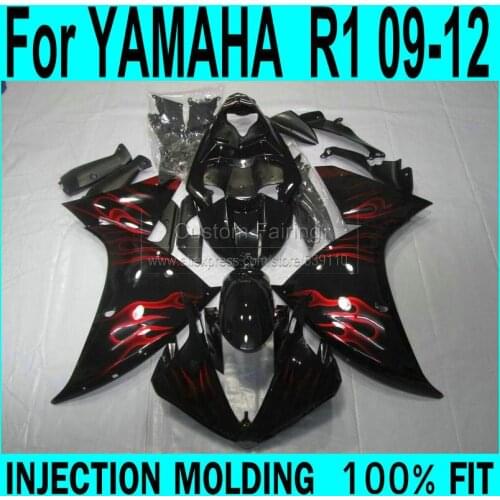 Red flame kits For YAMAHA R1 09 - 12 Fairings ( glossy ) 2009 Injection Fairing kit ll50