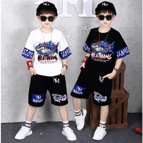 Summer Kids Boys Clothes Sets 2pcs Cartoon Children Clothing T Shirt Short Pants Sport Suit Outfit 3 4 5 6 7 8 10 12 14 16 Years