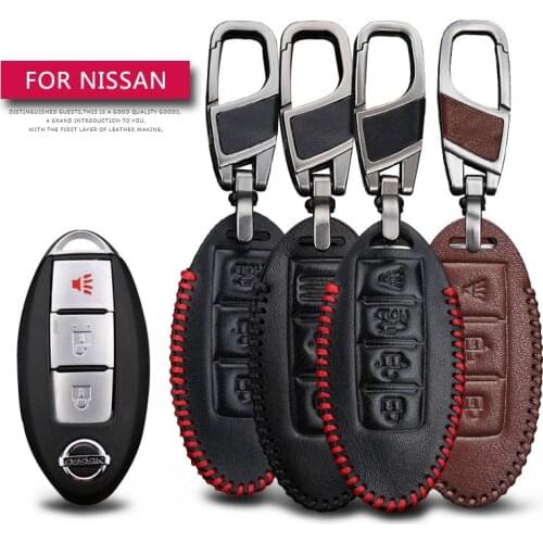 Leather Car Key Case Cover For Nissan Qashqai Juke Note Almera Teana Tiida Murano Primera Protection Key Shell Skin Only Case