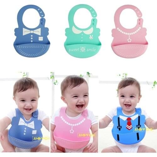 Fashion Character Baby Bibs Waterproof Silica Gel Feeding Smock For Girls Boys Food-grade Silicone Bibs Saliva Babadores