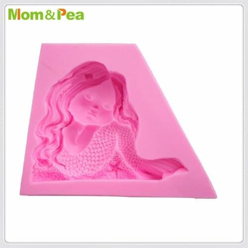 Mom&Pea MPA1938 Mermaid Silicone Mold Cake Decoration Fondant Cake 3D Mold Food Grade