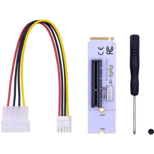NGFF M.2 to PCI-E 4X Riser Card M2 Key M to PCIe X4 Transfer Adapter with LED Voltage Indicator for GPU Miner Mining