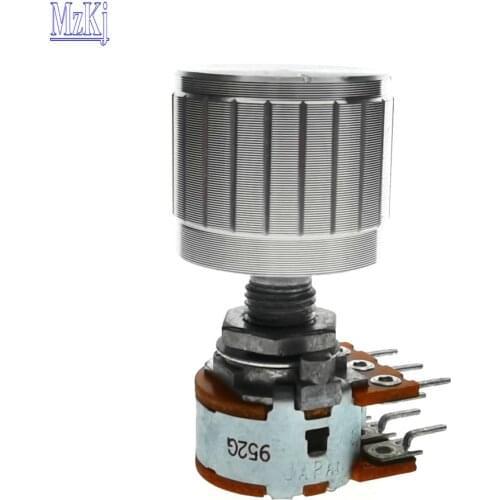 1PCS WH148 New Original Japan ALPS RK16 + Silver Aluminum Knob Rotary Potentiometer 50K 50KAX2 100K 100KAX2 For Audio HiFi