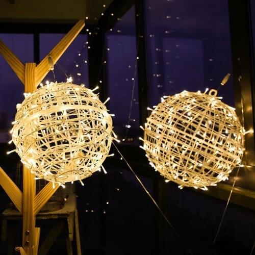 6X 3X 20cm Hanging Ball Light 220V 110V Garden Courtyard Rattan Tree Light 220V 110V Waterproof Christmas Party Landscape Lamps