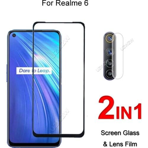 Full Cover Glass For Realme 6 Screen Protector Protective Tempered Glass Explosion Proof & Camera Lens Film