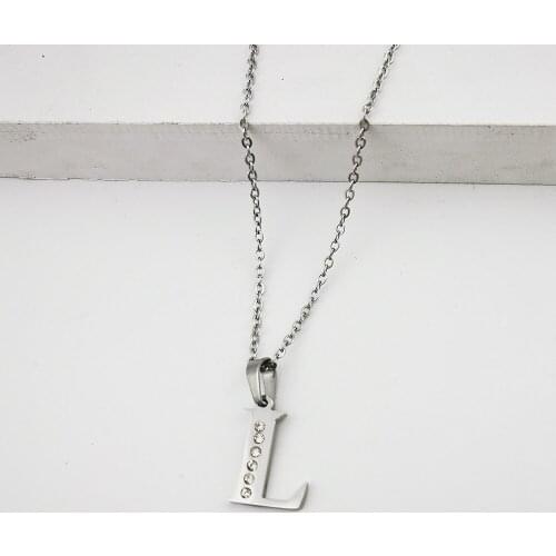 Simple fashion design L letter diamond INS retro cold style clavicle chain pendant necklace jewelry