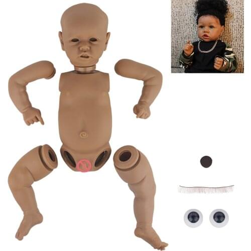 22Inch Realistic Reborn Baby Doll Kit 56CM African American Vinyl DIY Blank Doll Parts Unpainted Unfinished Dolls Kits Boy Toy