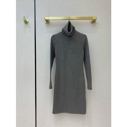 Sweater Luxury Brand Long Dress 2021 Autumn Winter Women New Casual Knitted Simple Versatile Slim High-neck Mini Dresses