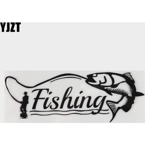 YJZT 15.5*5.7CM Funny Fishing Hunter Decor Car Modelling Sticker Vinyl Silhouette C12-1608