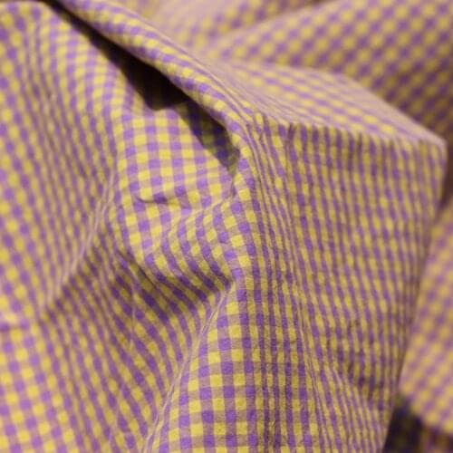 ZH Lattice High Quality Density Cotton Yarn-dyed Fabric For Sewing Cloth Dresses Robe Summer Thin DIY Handmade Designer Pleated