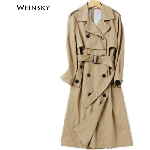 Women Office Lady Style Solid Color Long Windbreaker And Outwear Fashion Sashes Office Coat Design Trench