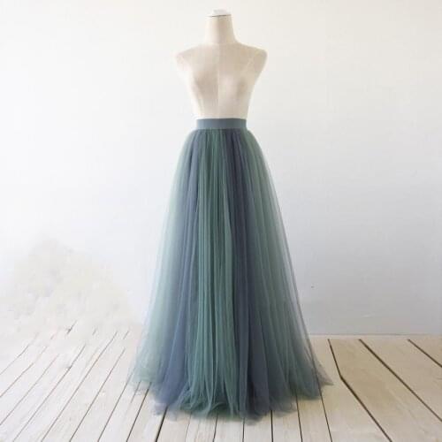 Modest Mix Color A-line Tulle Skirts Women Custom Made Floor Length Long Bridal Bridesmaid Tulle Skirt Maxi Skirt