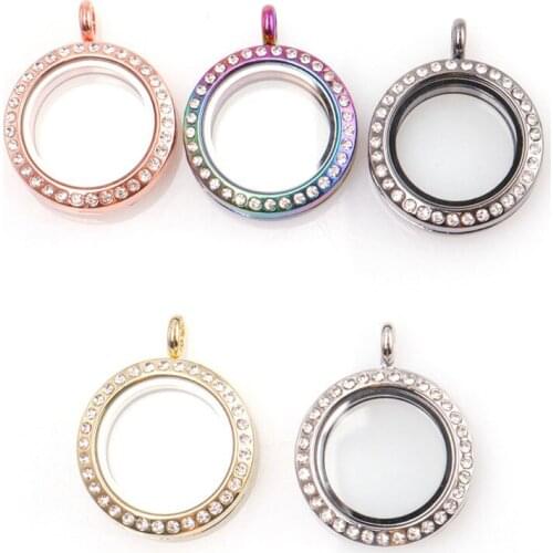 10Pcs Lowest Price 25mm Crystal Round Photo Floating Memory Living Locket Charms Pendant Fit Locket Necklaces Jewelry Wholesale