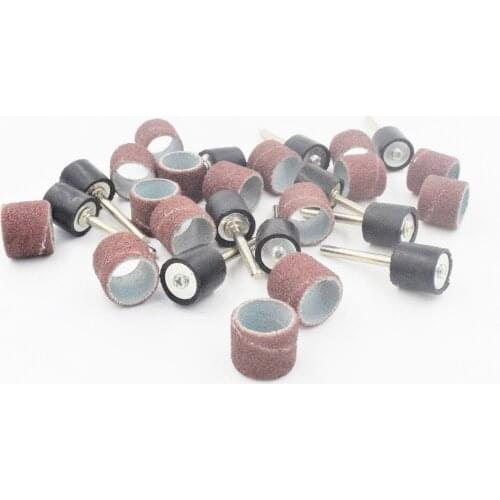 100Pcs 1/2" and 1/4" Sanding Band Sleeves Drum Kit Sandpaper Rubber 2 Mandrels