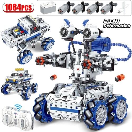 1084pcs 2in1 Technical Four-wheel Drive RC Deformation Robot Building Blocks Mechanical Remote Control Car Bricks Toys For Boys