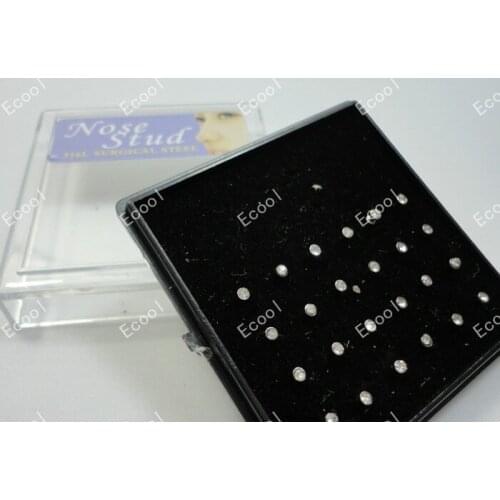 48pcs Whole Jewelry lot 316L Fashion Nose Rings Surgical Steel Crystal Nose Studs Free Shipping LB225