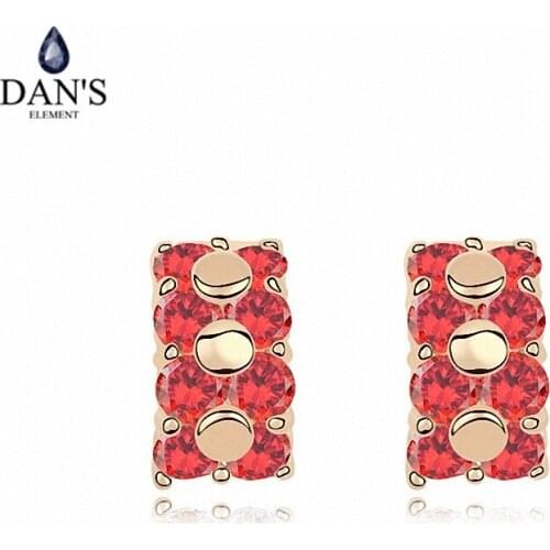 DANS 3 Colors Real Big Brand AAA Zirconia Micro Inlays Flower Stud Earrings for Women Geometric 101240red
