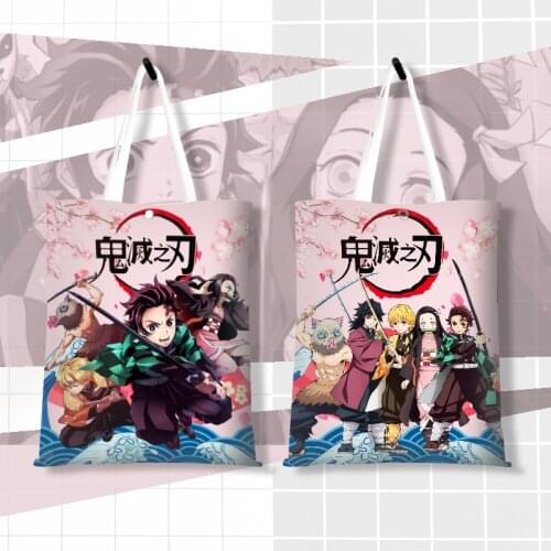 Anime Devils Blade Eco Bag Manga Anime Peripheral Demon Slayer Kimetsu No Yaiba Tanjirou Nezuko Handbag Shoulder Storage Bag