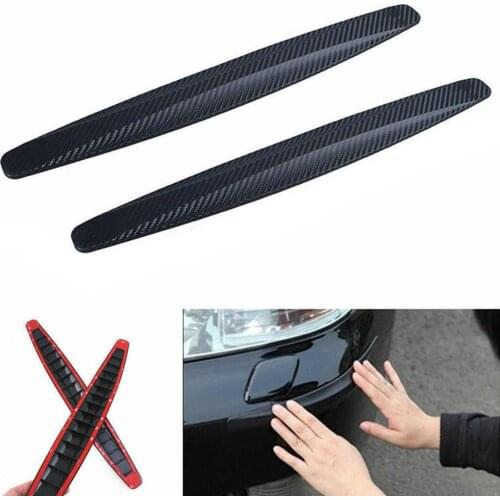 2Pcs Carbon Fiber Texture Car SUV Bumper Edge Guard Strip Anti-rub Protector