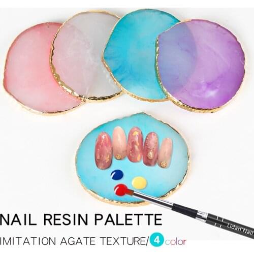 Round Resin Agate Nail Palette Display Board Tool Natural Resin Agate Color Gel Nail Polish Drawing Holder Shelf Palette DIY Art