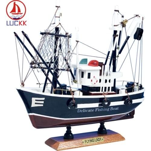 LUCKK Luxurious Sailboat Model America Style 24*9*23CM Wooden Sailboat Toys Sailing Model Home Decoration