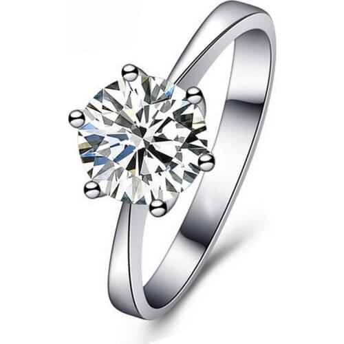 Fashion Six Claw stone Ring Classic Lady Crystal Engagement Wedding Rings for Women Party Best Gift