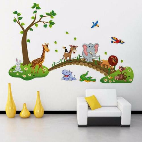 Cartoon Animal Childrens Room Kindergarten Creative Wall Stickers Removable Wall Stickers Cute PVC Wall Stickers