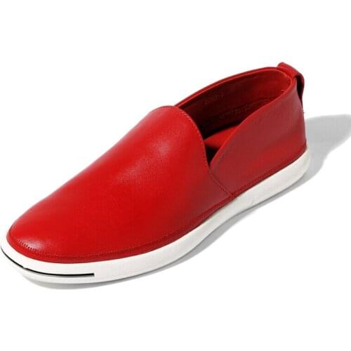 6 Colors Spring Summer Top Genuine Leather Mens Casual Shoes Slip On Driving Car Lofers Business Man White Leather Shoes