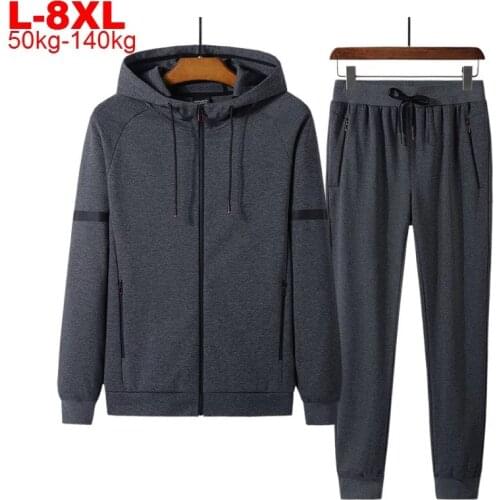 Mens Tracksuit Sets Plus Size 8xl 7xl 2 Pieces Tracksuit Men Zipper Hoodie Jacket Sweatshirt Pants Sports Set Hooded Oversized