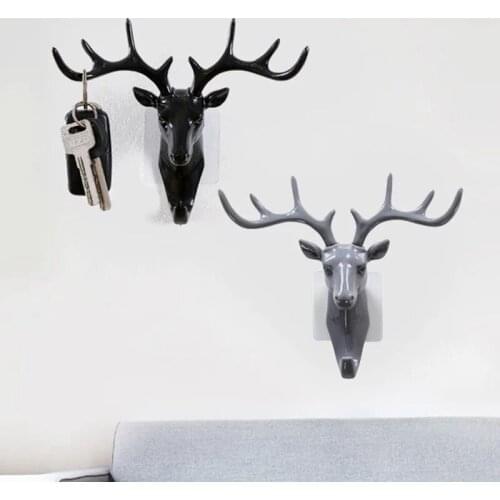 Small Plastic Wall Rack for Living Room Hat Bag Key Jewelry Rack Deer Head Decor Hook Organizer Europe 3D Key Storage Holder
